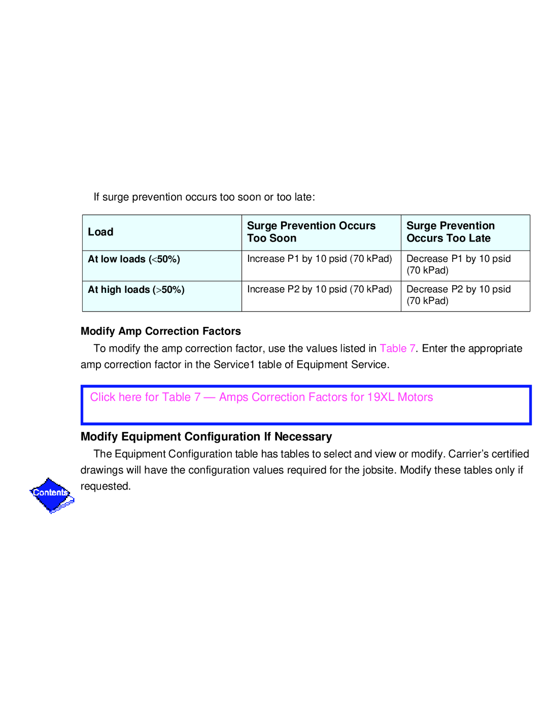 Carrier PC211 specifications Load Surge Prevention Occurs Too Soon Occurs Too Late, Modify Amp Correction Factors 