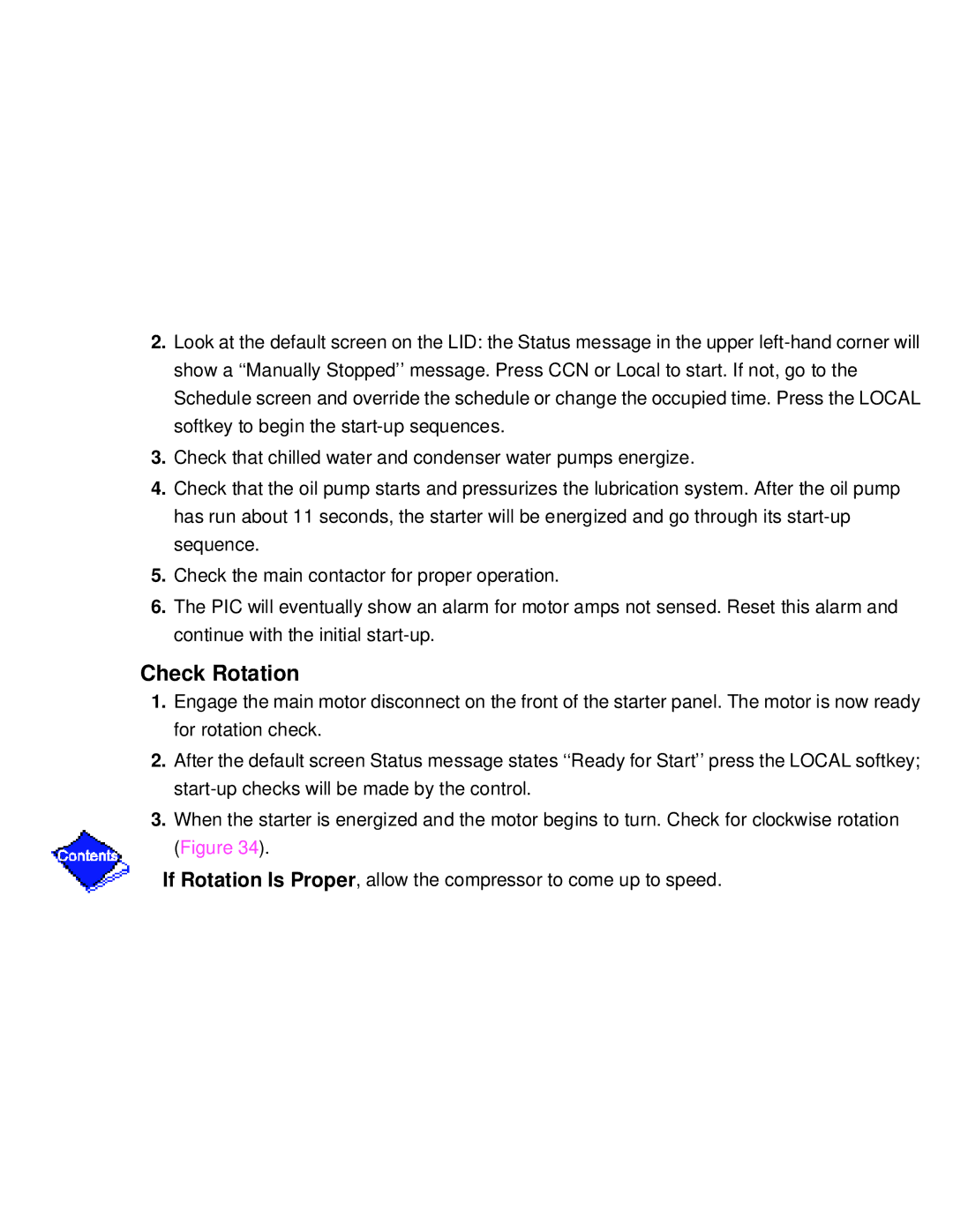 Carrier PC211 specifications Check Rotation 