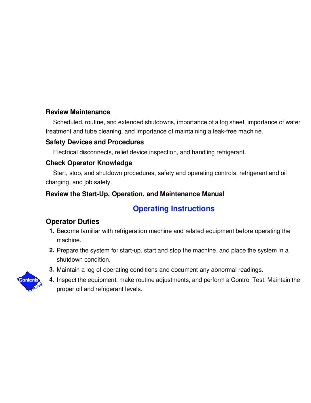 Carrier PC211 specifications Operating Instructions, Review Maintenance 