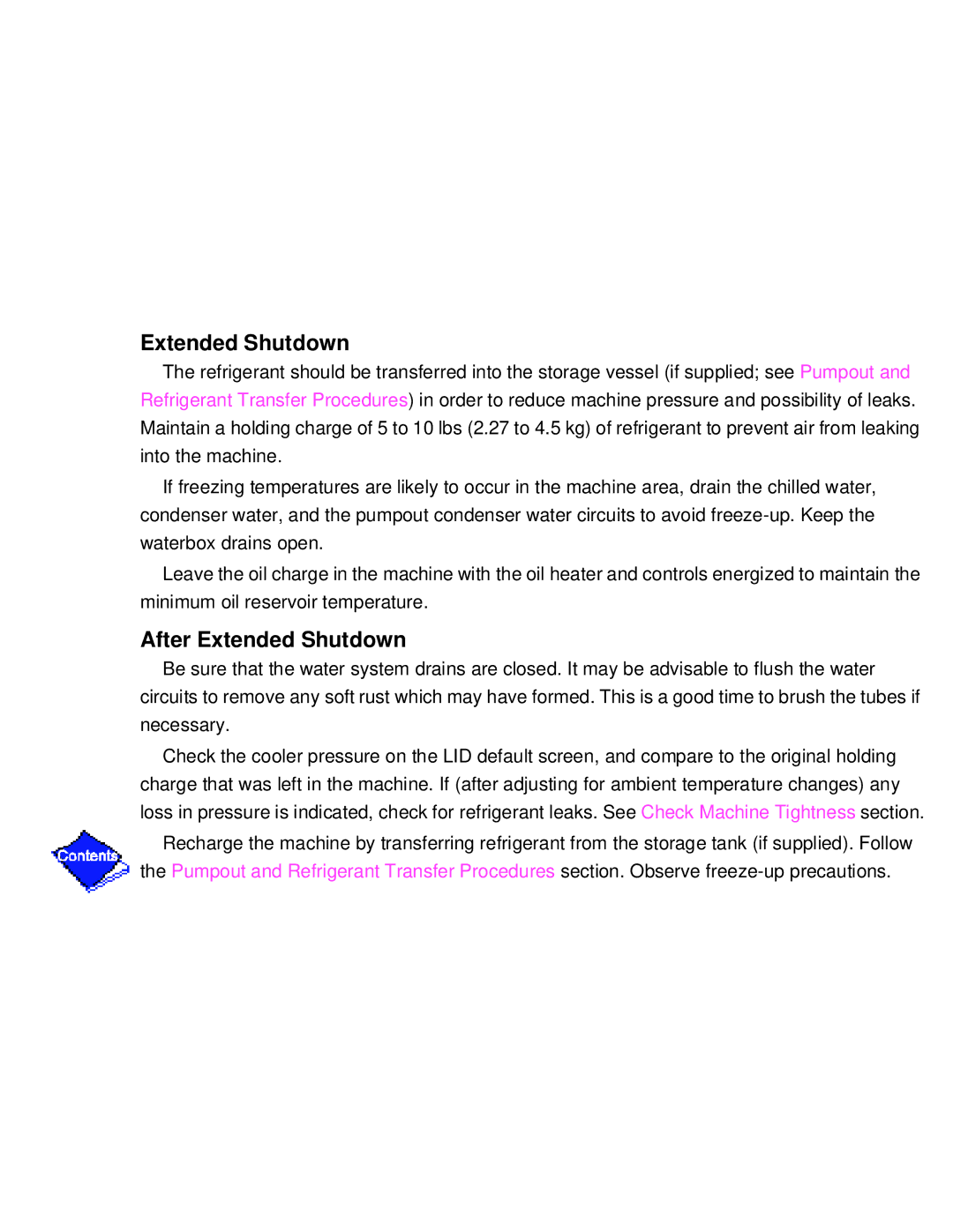 Carrier PC211 specifications Extended Shutdown 