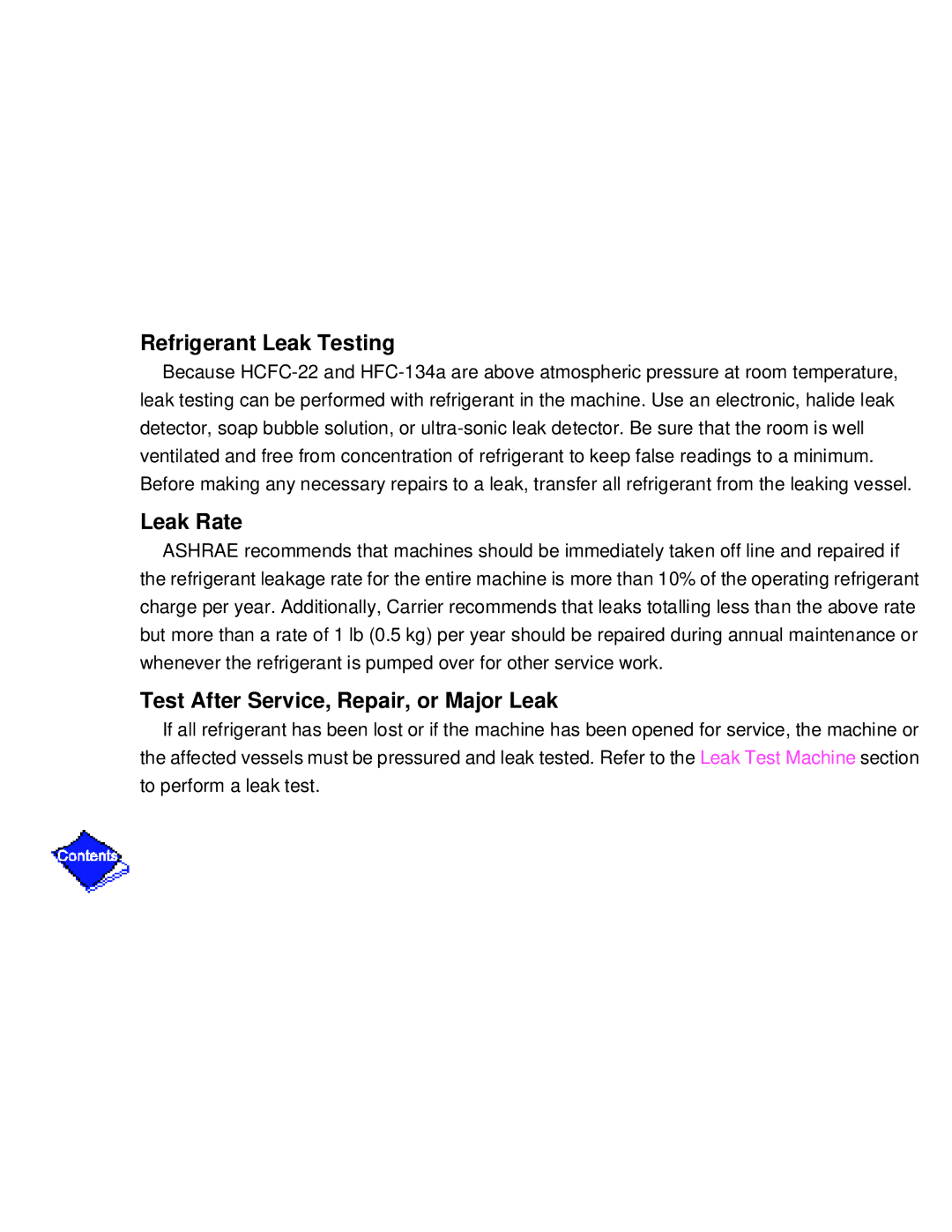 Carrier PC211 specifications Refrigerant Leak Testing 