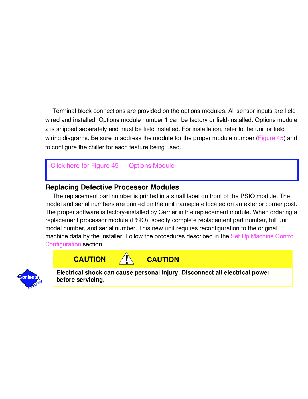 Carrier PC211 specifications Click here for Options Module 