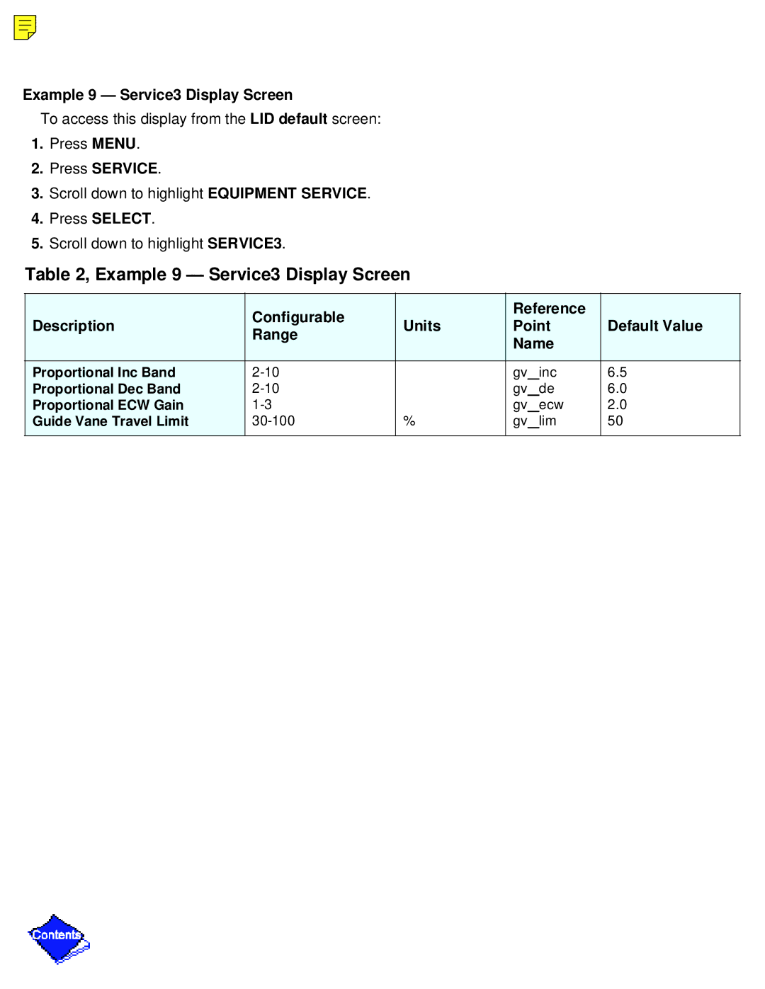 Carrier PC211 specifications Example 9 Service3 Display Screen 