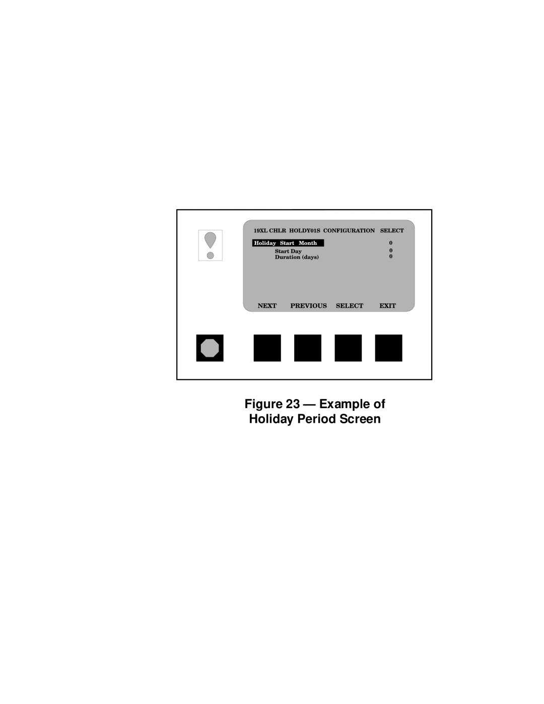 Carrier PC211 specifications Example of Holiday Period Screen 