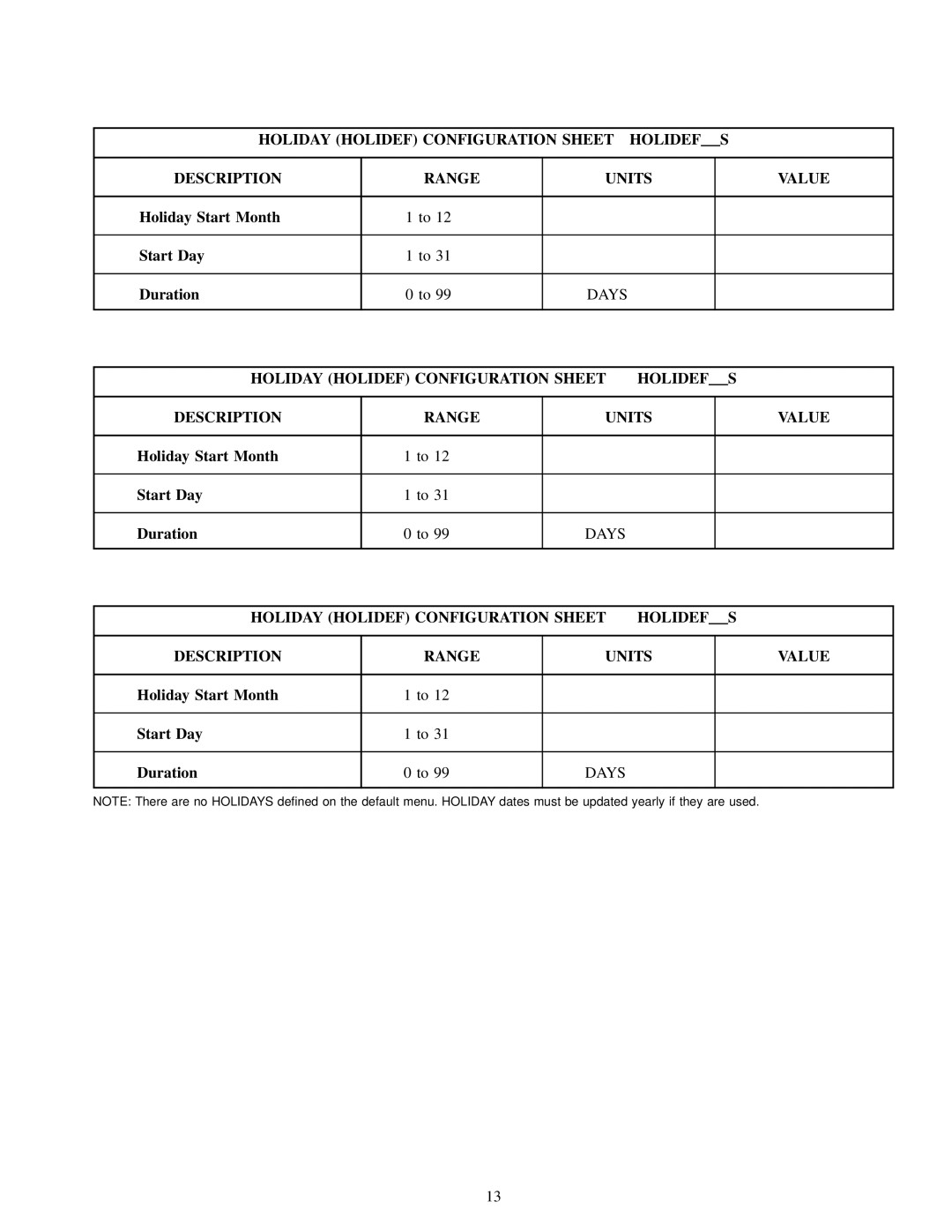 Carrier PC211 specifications Days 