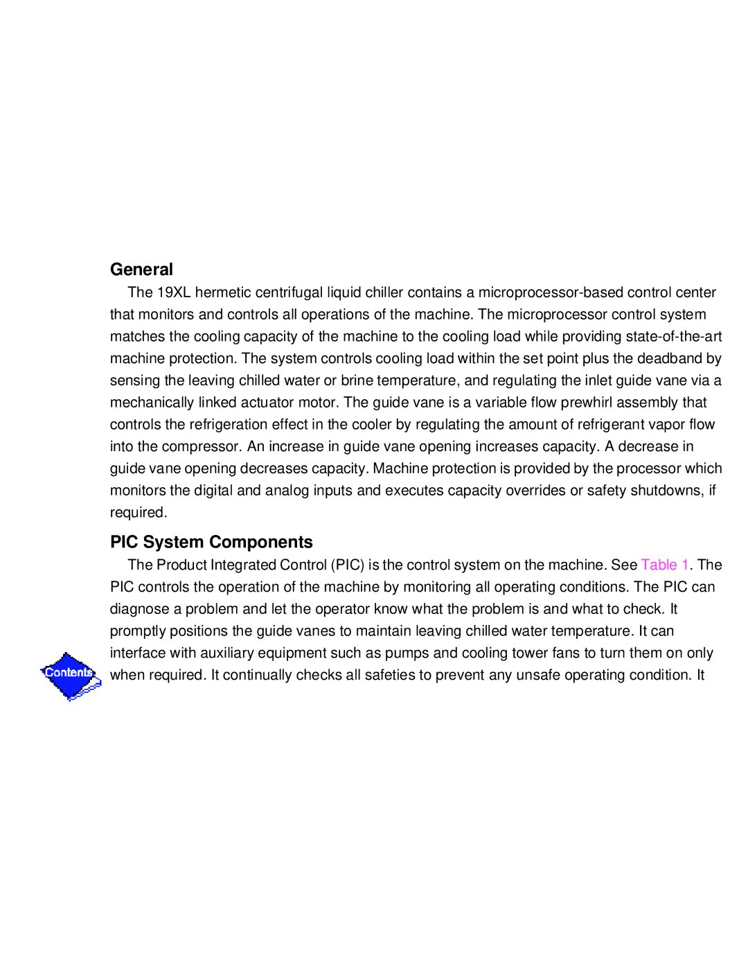 Carrier PC211 specifications General, PIC System Components 