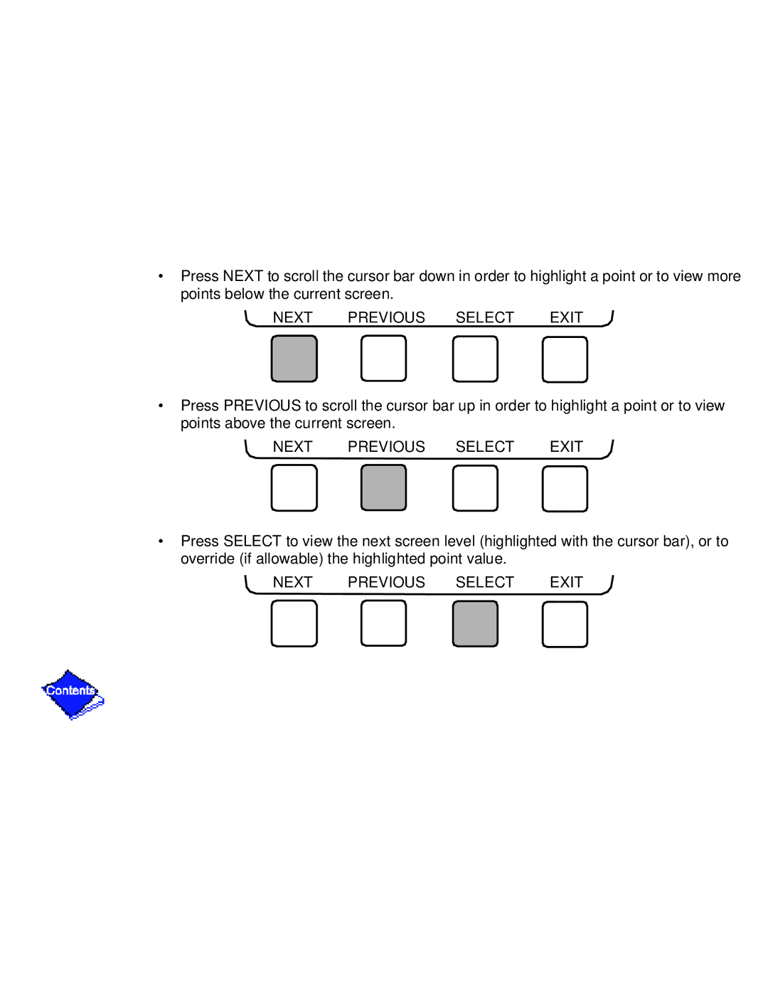 Carrier PC211 specifications Next Previous Select Exit 