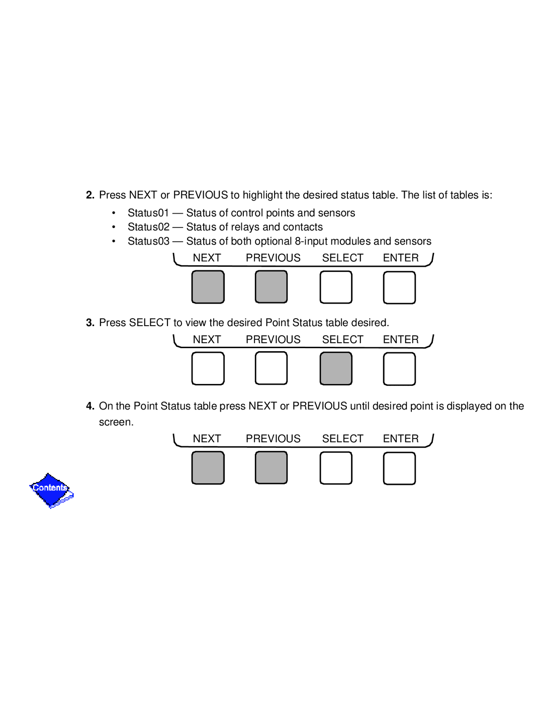 Carrier PC211 specifications Next Previous Select Enter 