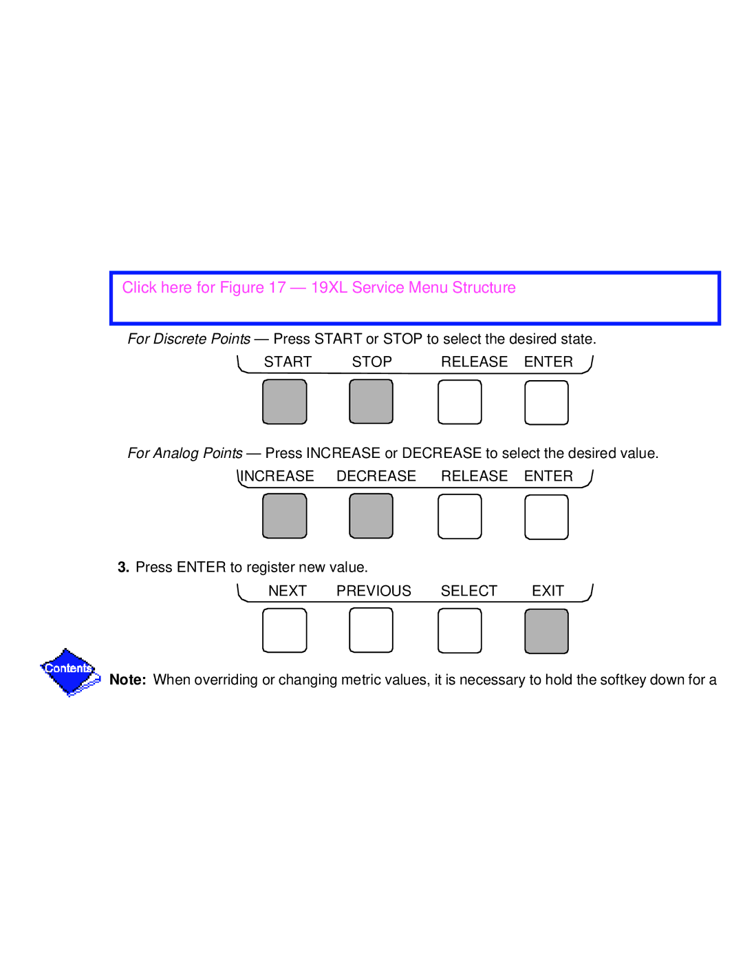 Carrier PC211 specifications Click here for 19XL Service Menu Structure 