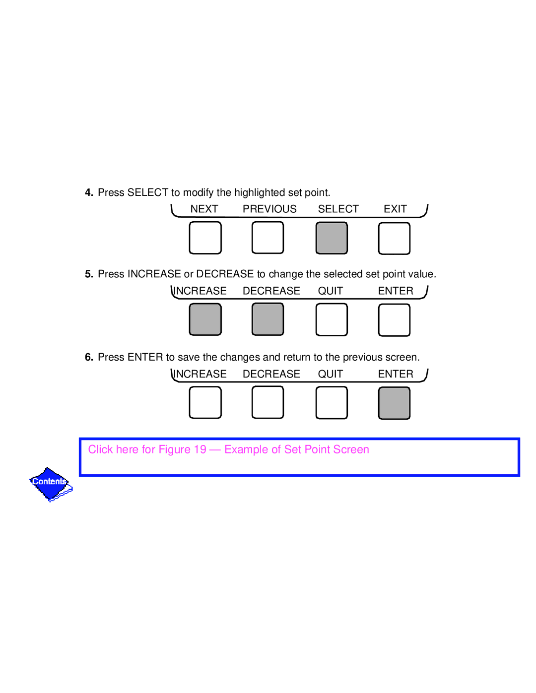 Carrier PC211 specifications Click here for Example of Set Point Screen 