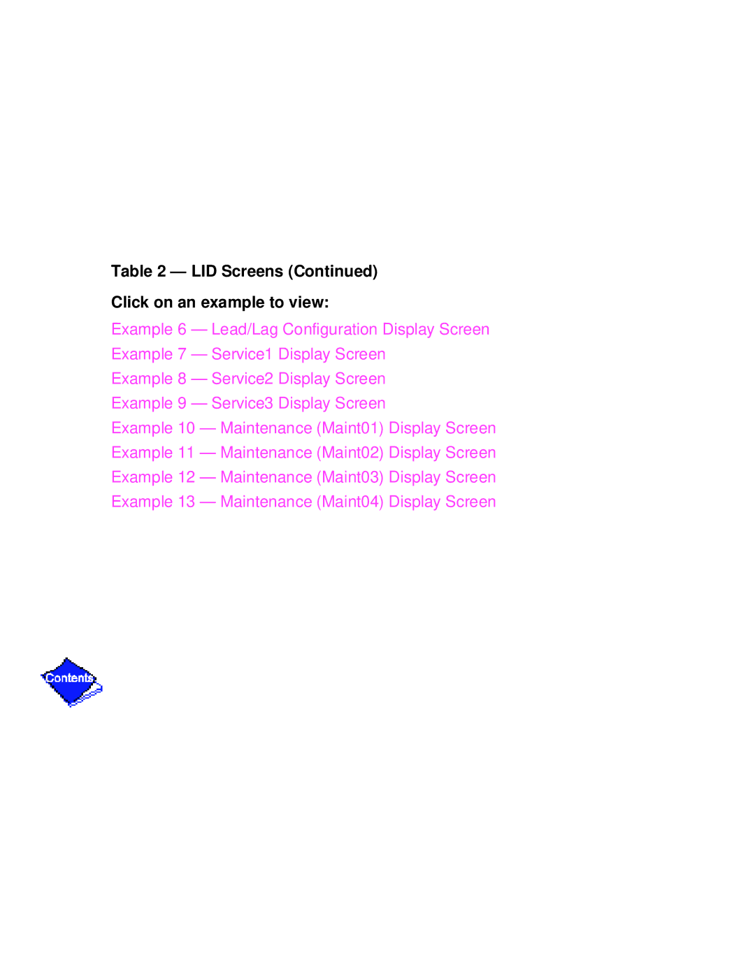 Carrier PC211 specifications LID Screens Click on an example to view 