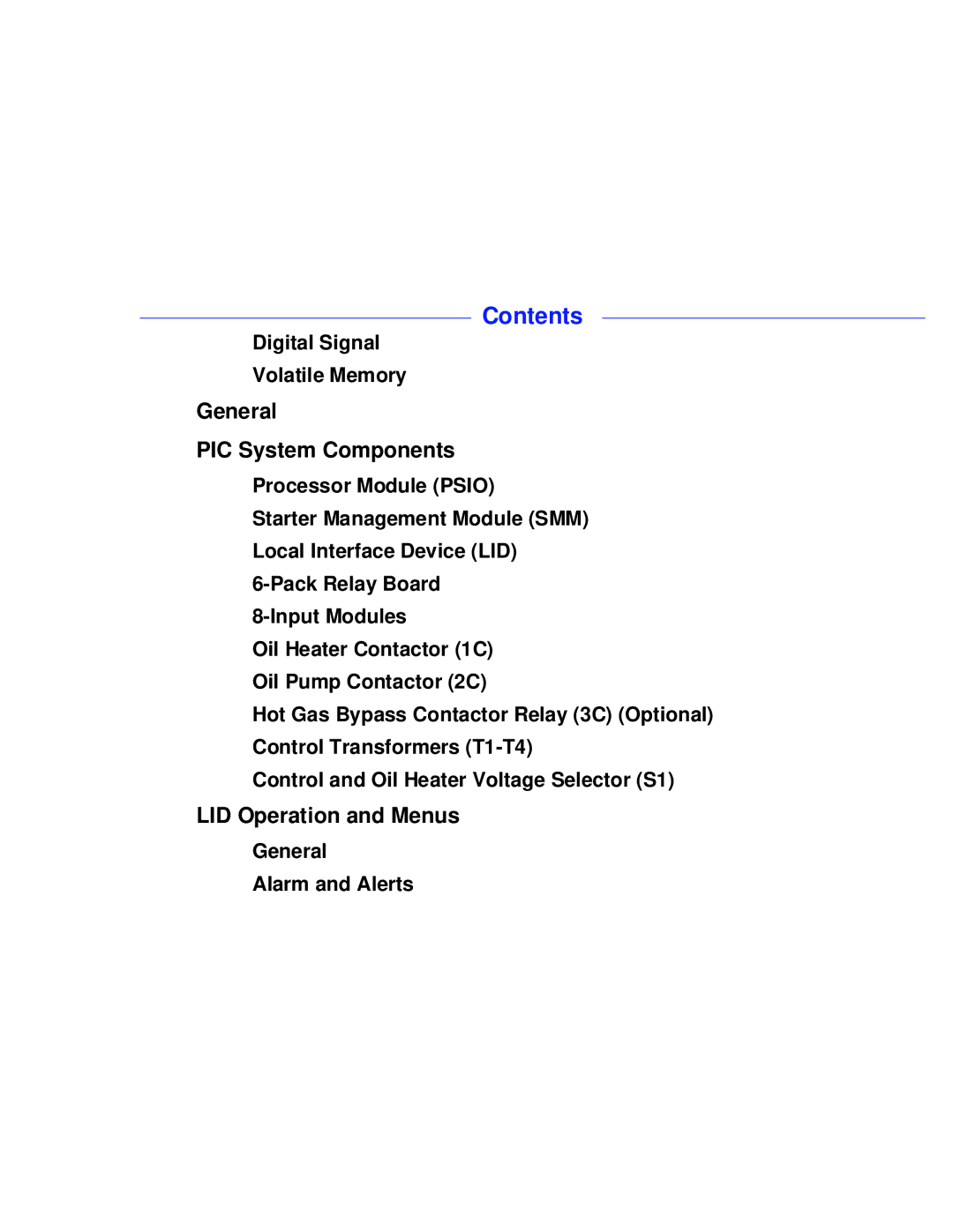 Carrier PC211 specifications General PIC System Components, LID Operation and Menus, Digital Signal Volatile Memory 