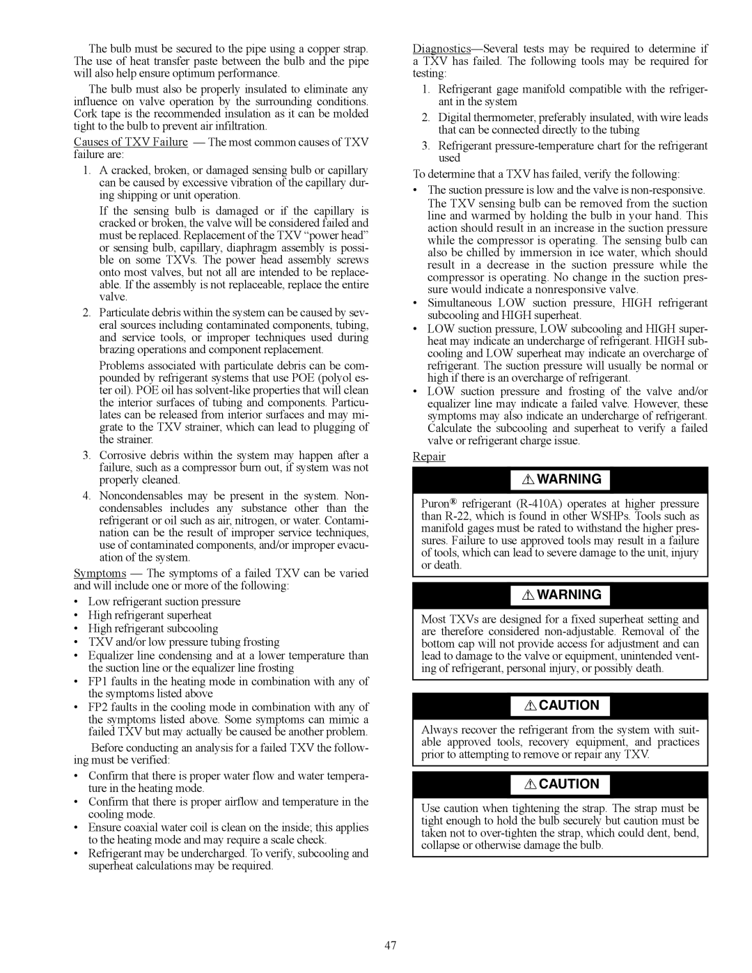 Carrier 50PTH, PTV specifications 