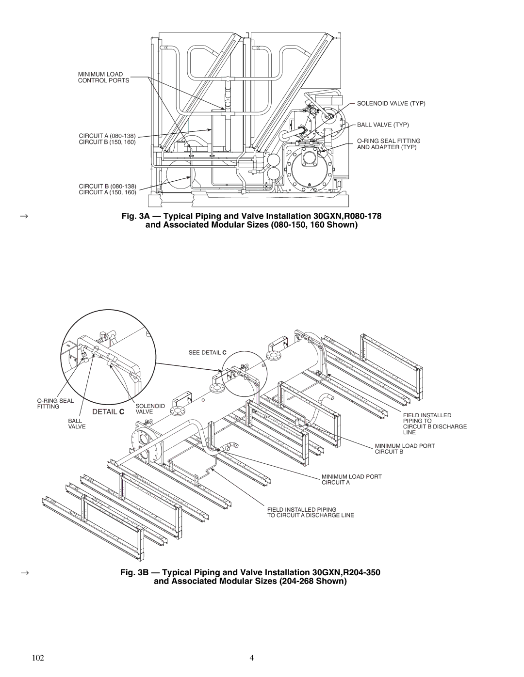 Carrier R080-528, 30GXN Associated Modular Sizes 080-150, 160 Shown, Associated Modular Sizes 204-268 Shown 