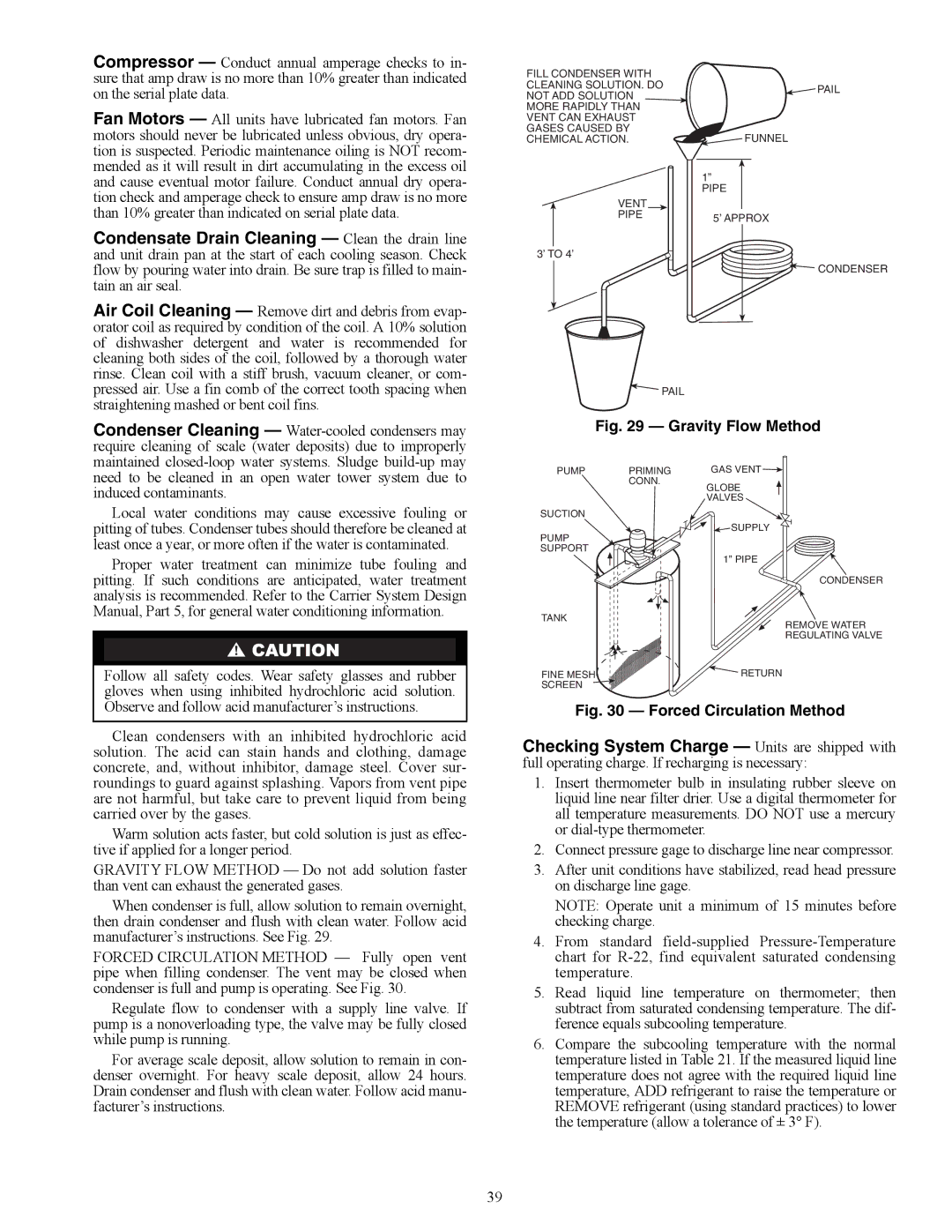 Carrier RVC, RVS, RDS006-060, RVR, RHR, RHS, 50RHC specifications Gravity Flow Method 