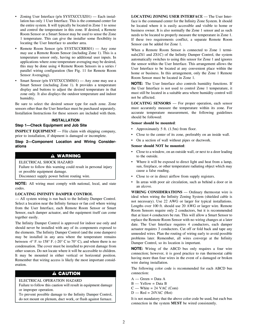 Carrier SYSTXCC4ZC01 Installation, Check Equipment and Job Site, Component Location and Wiring Consider- ations 