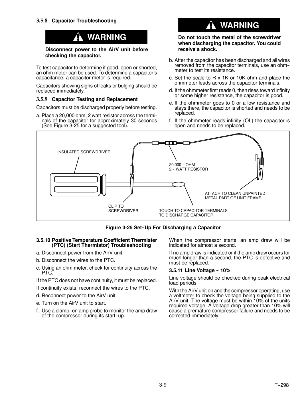 Carrier T--298 service manual Line Voltage -- 10% 