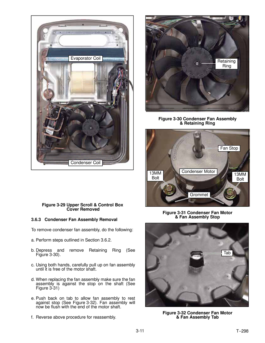 Carrier T--298 service manual Condenser Fan Assembly Retaining Ring 