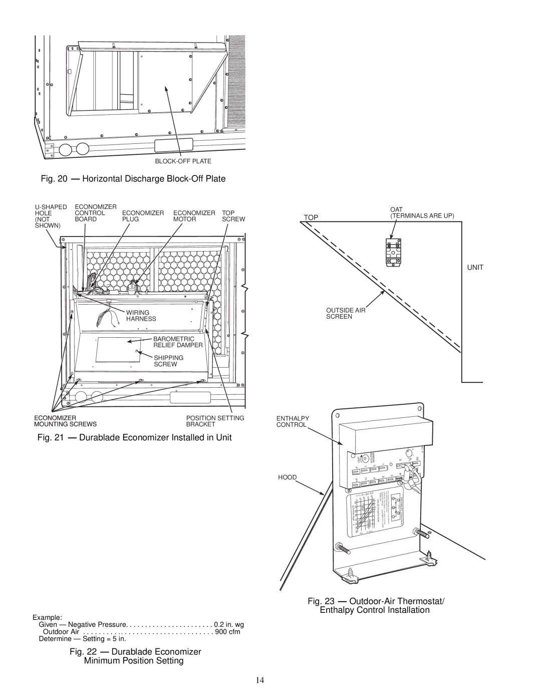 Carrier 48TJE, TJF004, TJF005-007, 48TJD specifications Horizontal Discharge Block-Off Plate, Enthalpy Control Installation 