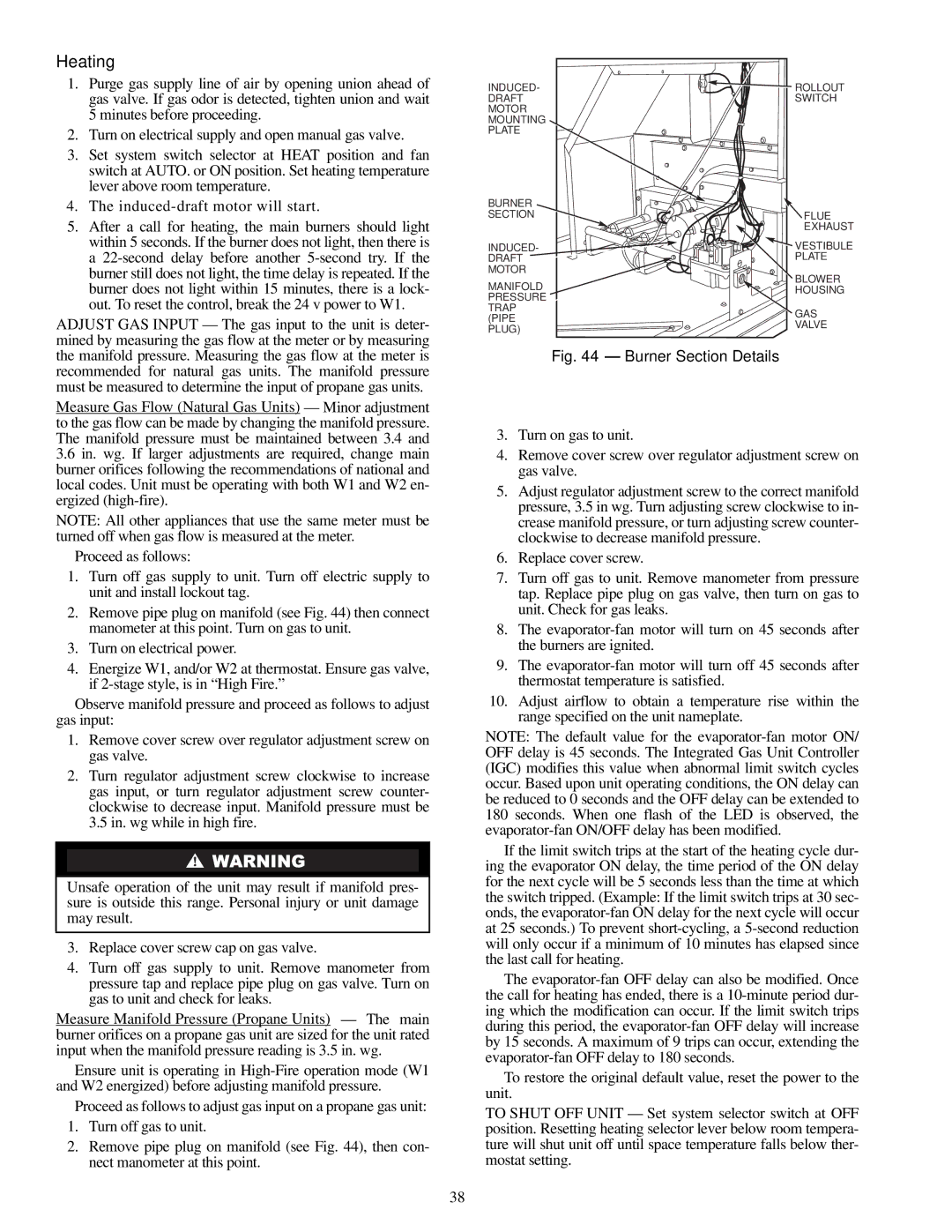 Carrier 48TJD, TJF004, TJF005-007, 48TJE specifications Heating 