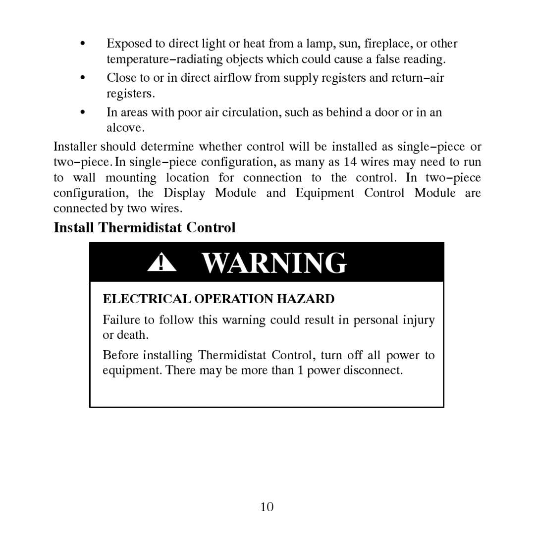 Carrier TP-PRH-A, TP-NRH-A installation instructions Install Thermidistat Control 