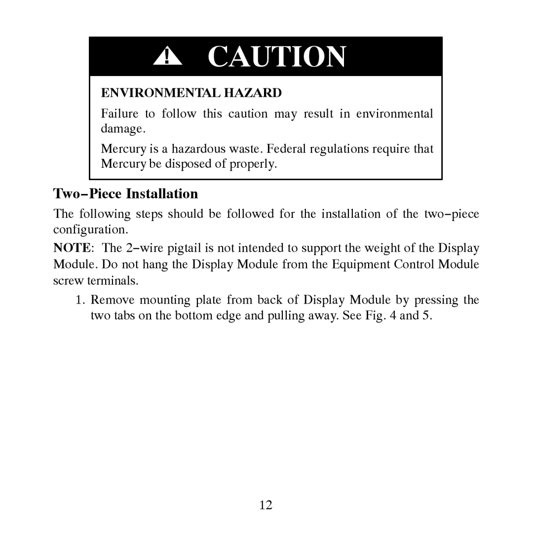 Carrier TP-PRH-A, TP-NRH-A installation instructions Two−Piece Installation, Environmental Hazard 