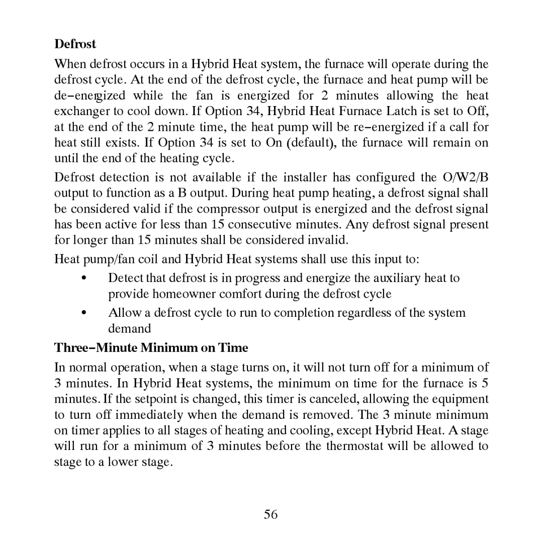 Carrier TP-PRH-A, TP-NRH-A installation instructions Defrost, Three−Minute Minimum on Time 