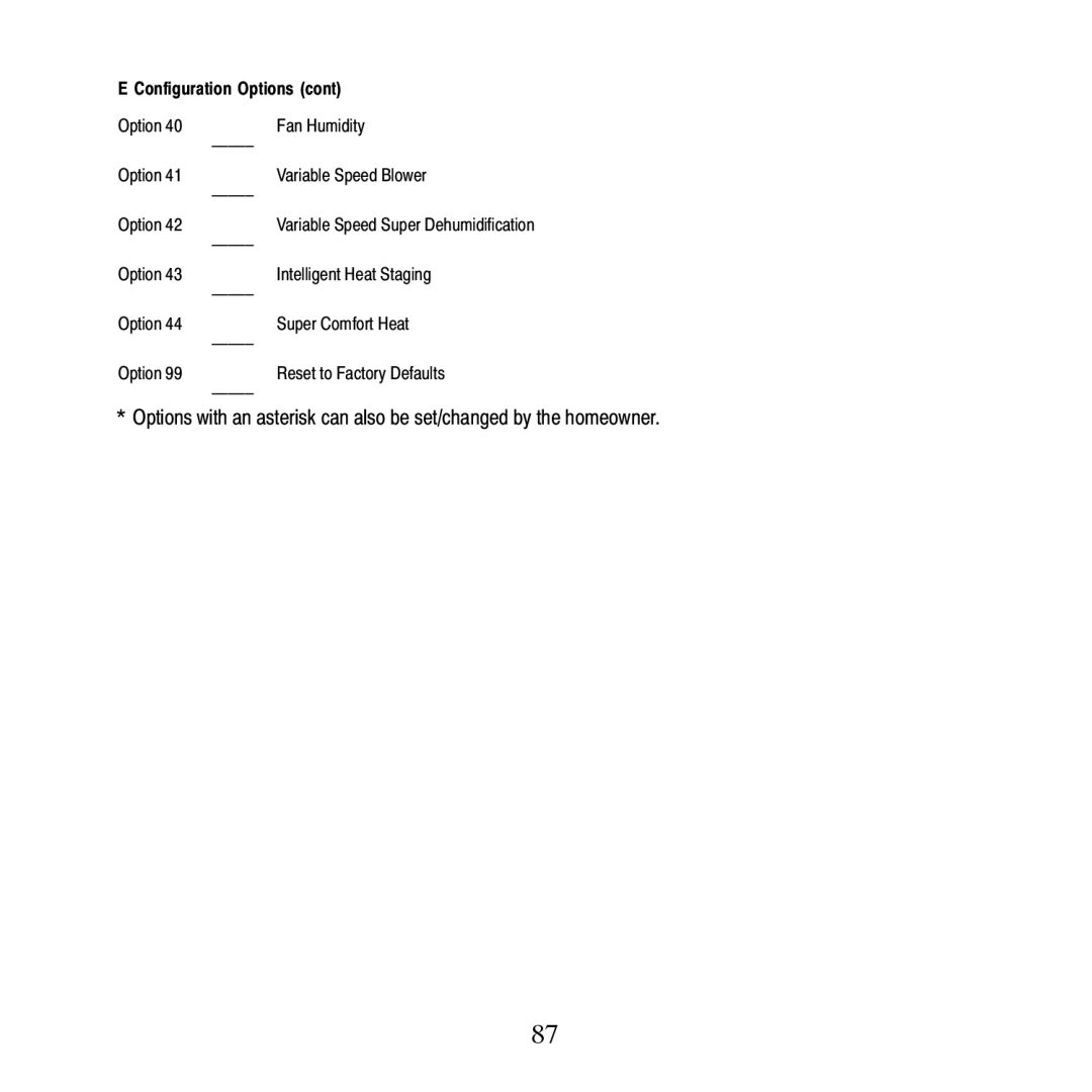 Carrier TP-NRH-A, TP-PRH-A installation instructions Option Fan Humidity Variable Speed Blower 