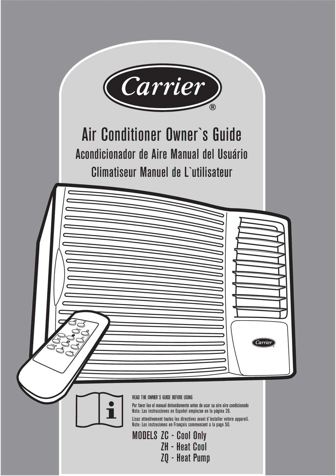 Carrier ZC manual Air Conditioner Owner`s Guide 