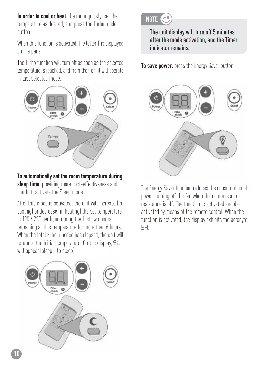 Carrier ZC manual To save power, press the Energy Saver button 