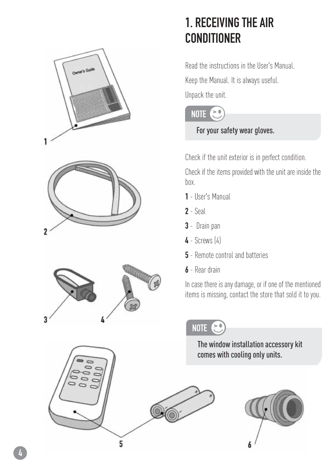 Carrier ZC manual Receiving the AIR Conditioner, For your safety wear gloves 