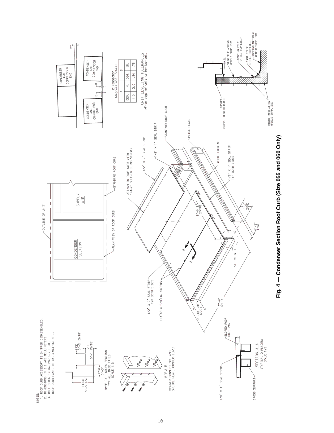 Carrier Z8075-105, ZN030-105, ZW, Z6, 48ZT, 48ZG installation instructions Condenser Section Roof Curb Size 055 and 060 Only 