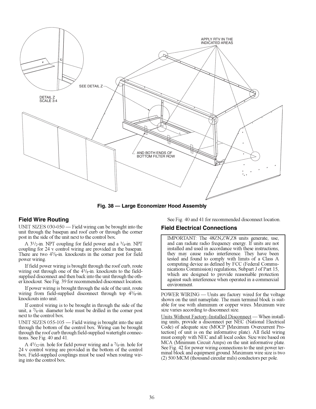 Carrier ZN030-105, ZW, Z6, 48ZT, Z8075-105, 48ZG installation instructions Field Wire Routing 