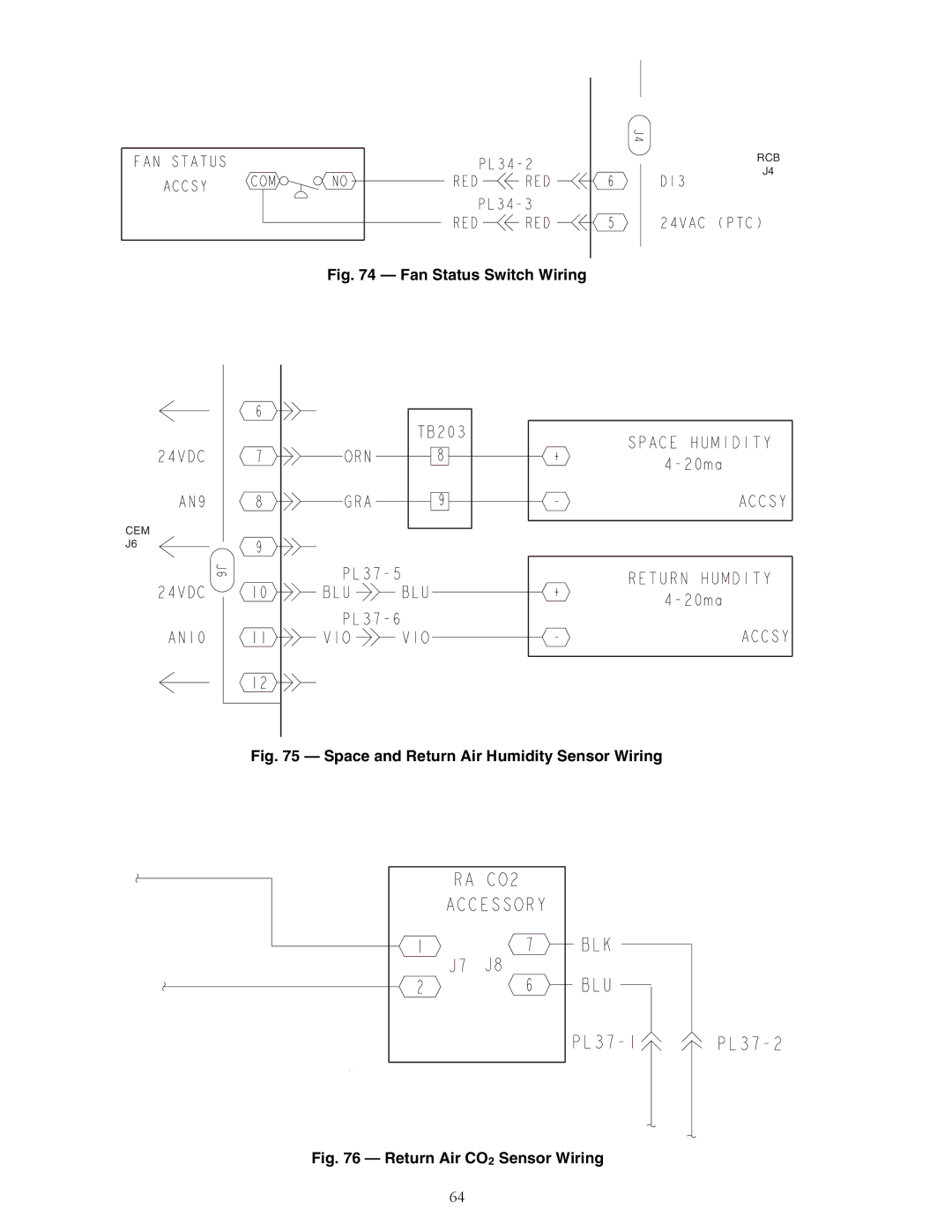 Carrier Z8075-105, ZN030-105, ZW, Z6, 48ZT, 48ZG installation instructions Fan Status Switch Wiring 