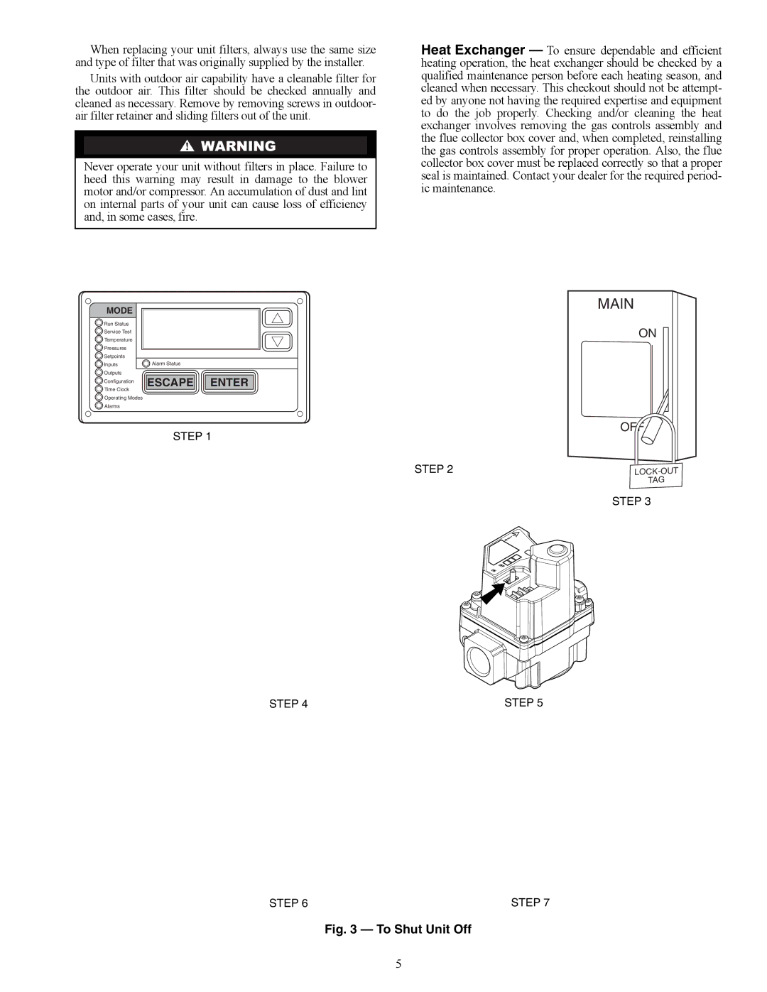 Carrier 48ZG, ZN030-105, ZW, Z6, 48ZT, Z8075-105 specifications To Shut Unit Off 