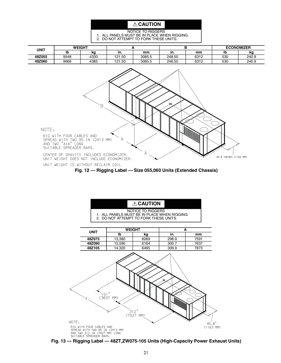 Carrier 48ZT, ZN030-105, ZW, Z6, Z8075-105, 48ZG installation instructions Unit 