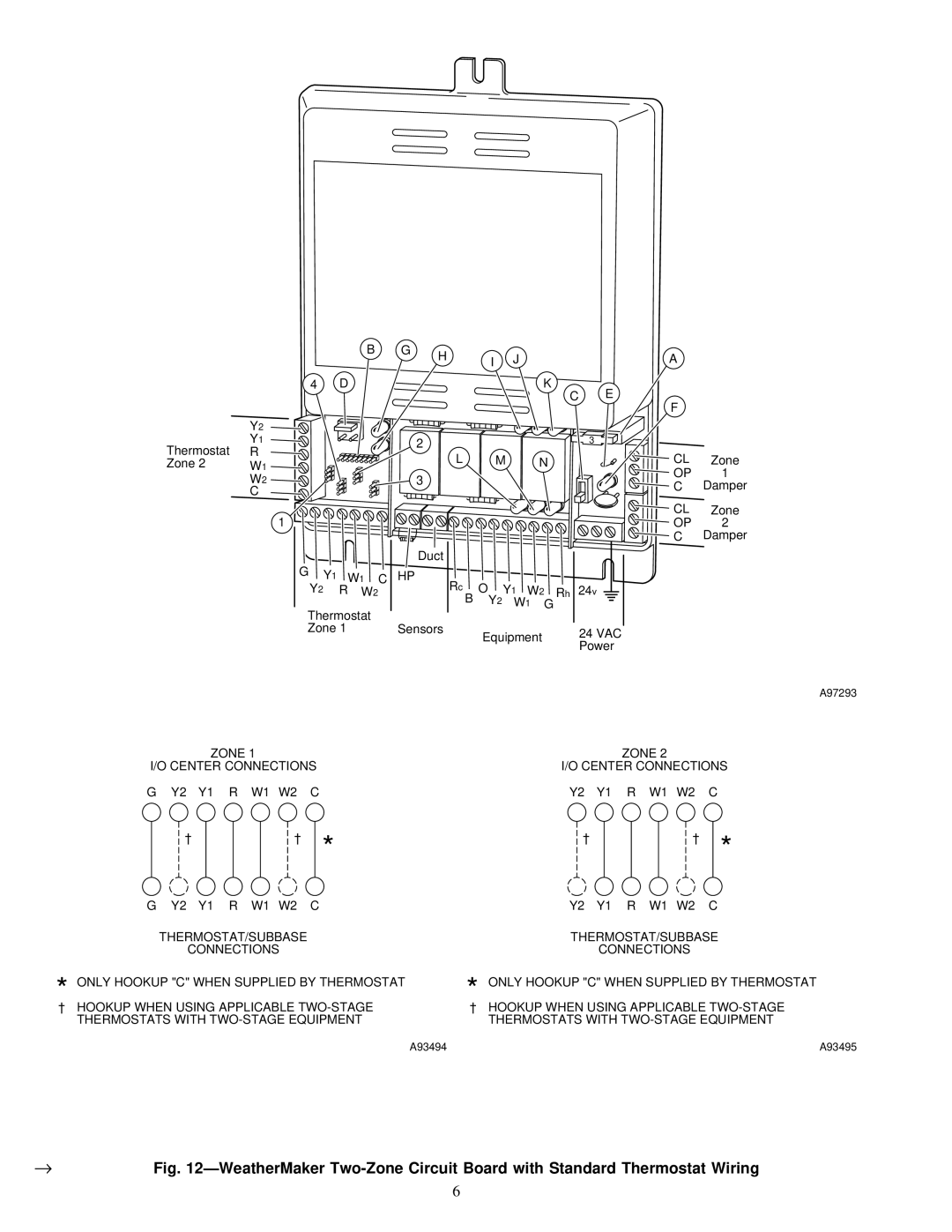 Carrier ZONEKIT2ZCAR instruction manual Zone Center Connections 