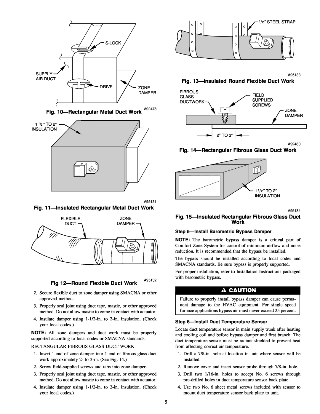 Carrier ZONEKIT4ZCAR instruction manual ÐRectangular Metal Duct Work A92478, ÐInsulated Rectangular Metal Duct Work 