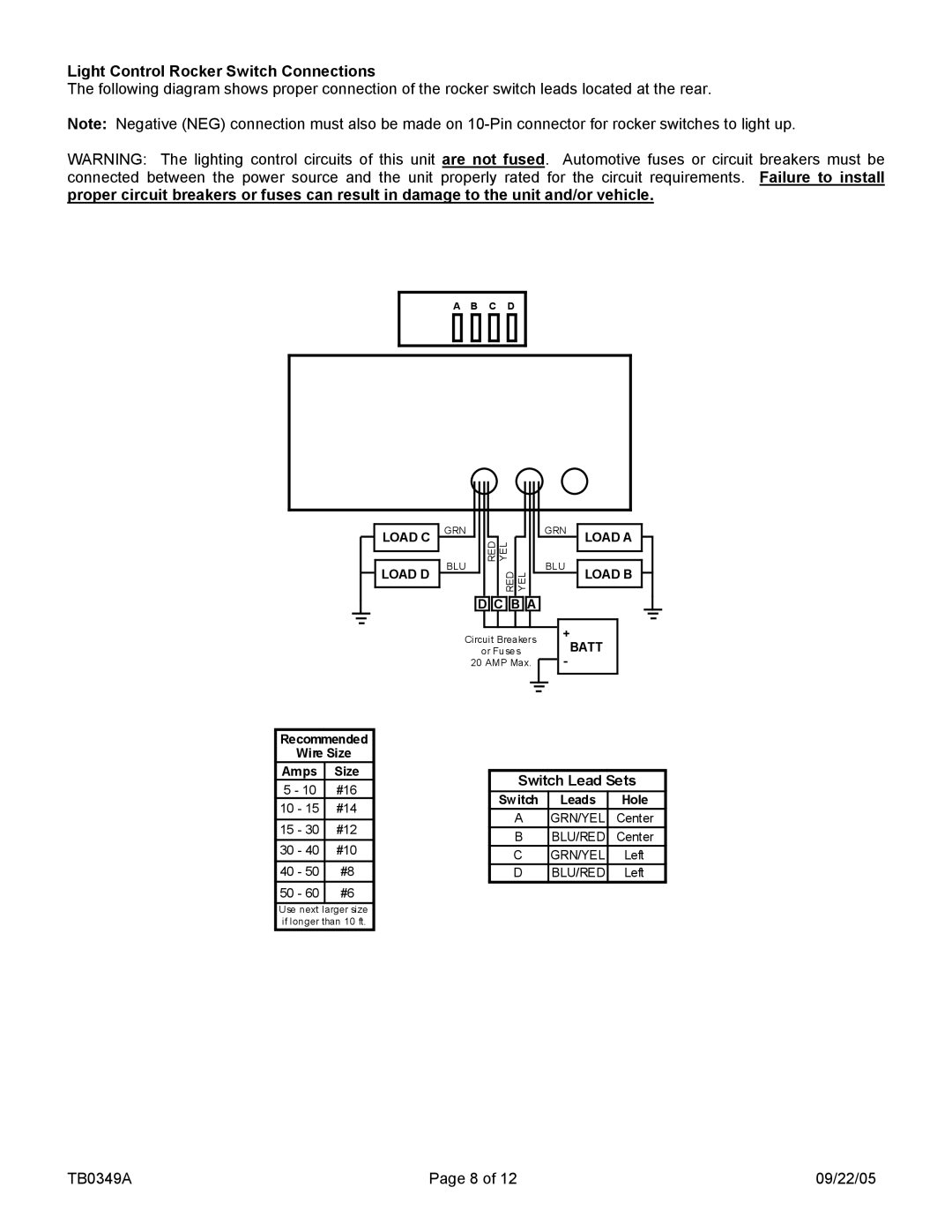 Carson LCS-7-01 manual Light Control Rocker Switch Connections, Load B 