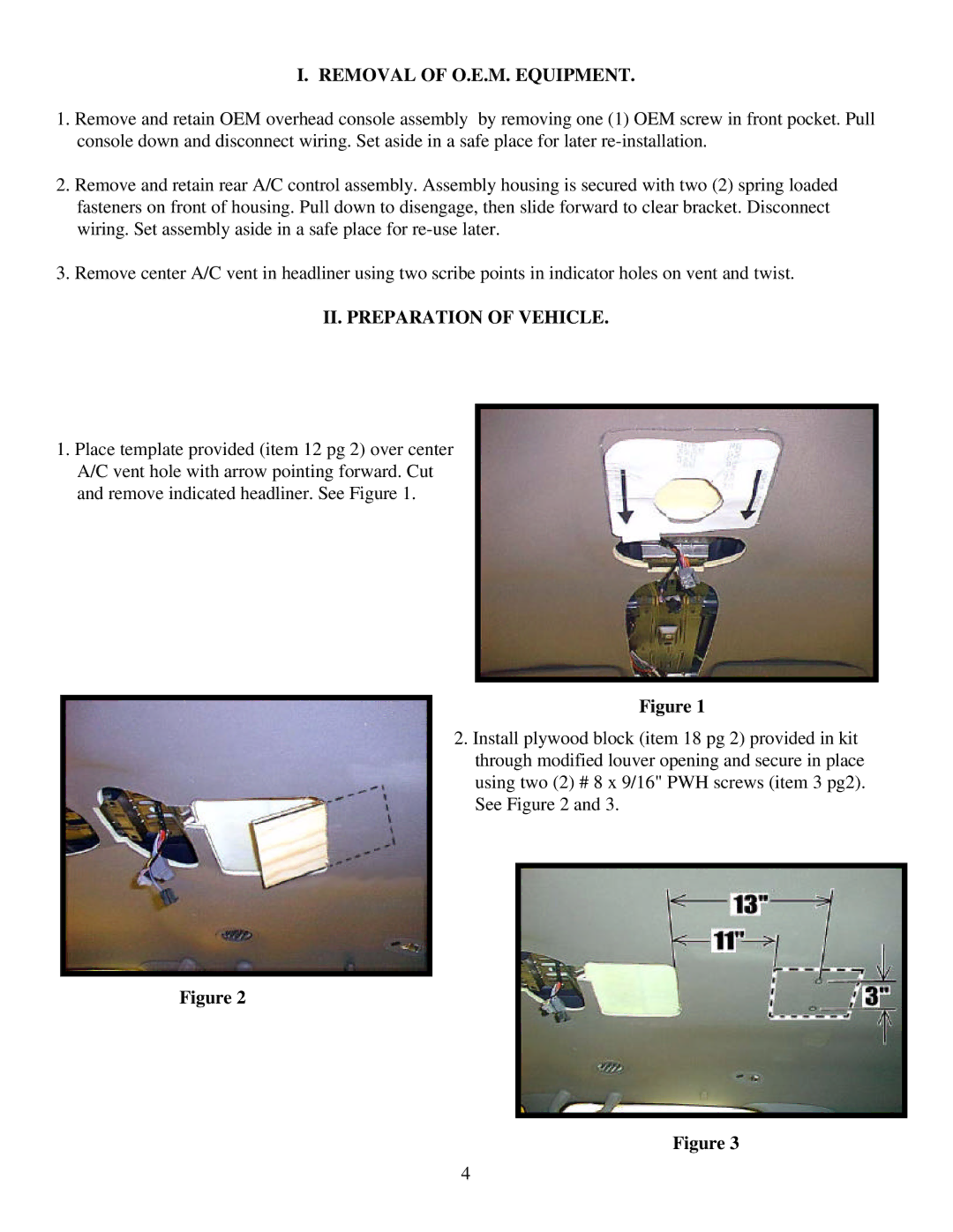 Carson Optical 1181280, 1181281 installation instructions Removal of O.E.M. Equipment, II. Preparation of Vehicle 