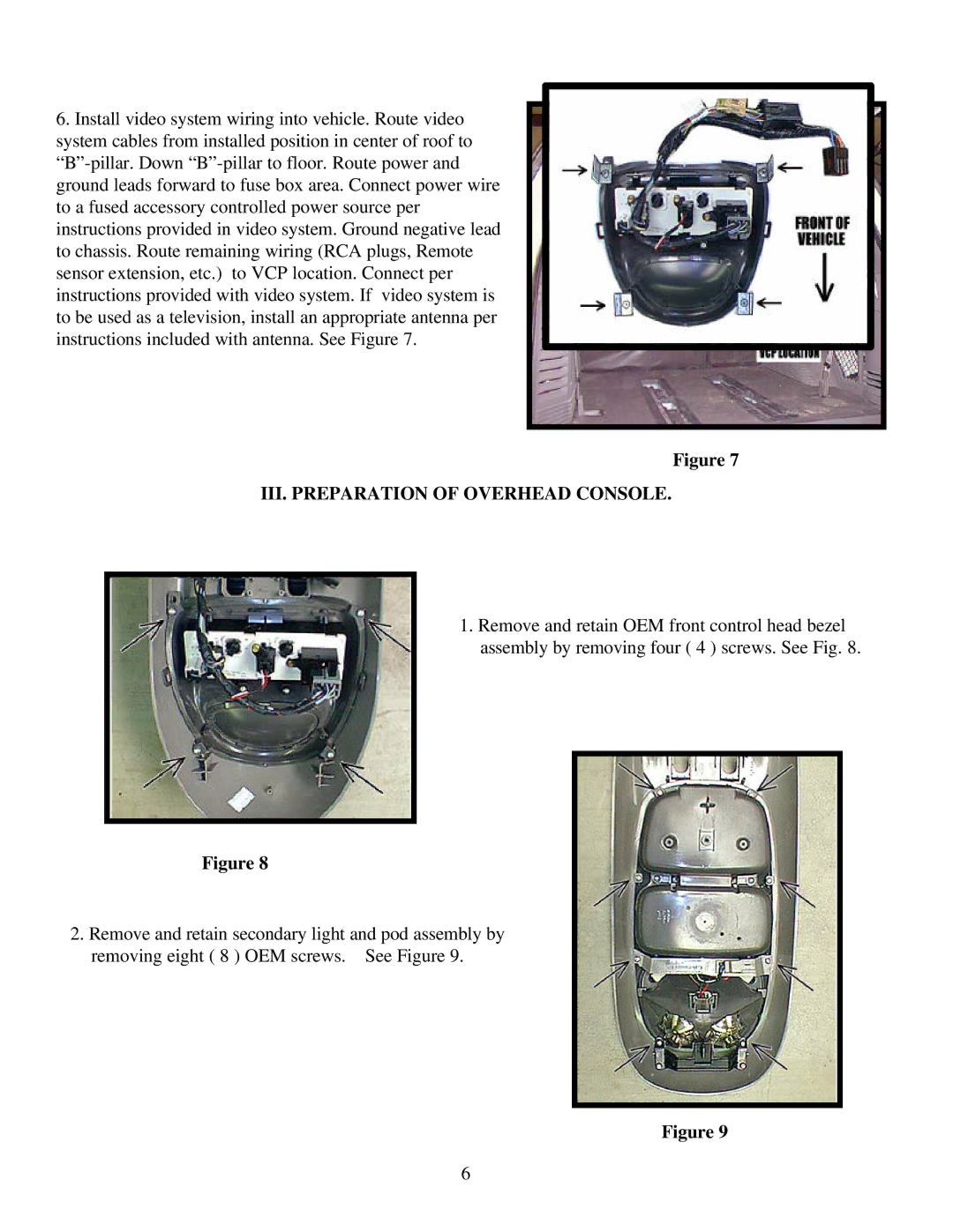 Carson Optical 1181280, 1181281 installation instructions III. Preparation of Overhead Console 