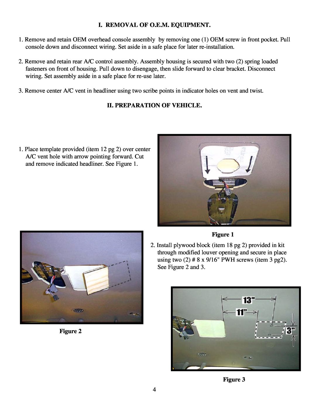 Carson Optical 1181280, 1181281 installation instructions I. Removal Of O.E.M. Equipment, Ii. Preparation Of Vehicle 