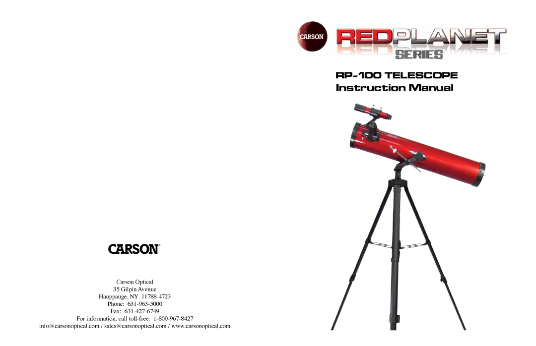 Carson Optical instruction manual RP-100 Telescope 