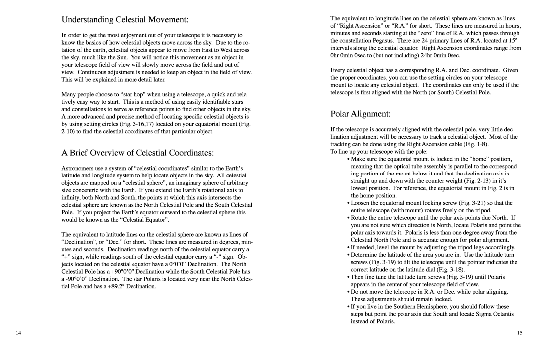 Carson Optical RP-300 Understanding Celestial Movement, A Brief Overview of Celestial Coordinates, Polar Alignment 