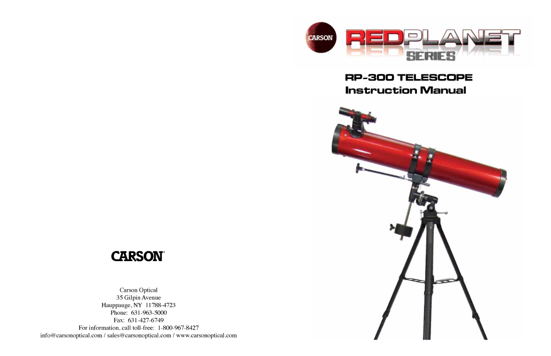 Carson Optical instruction manual RP-300 Telescope 