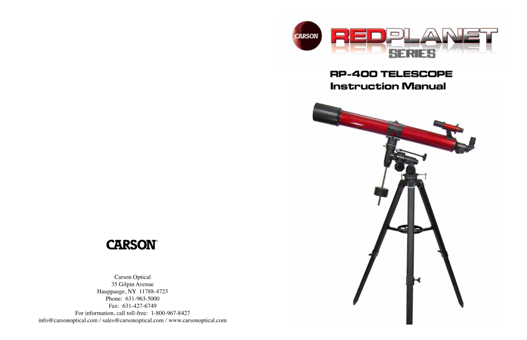 Carson Optical instruction manual RP-400 Telescope 