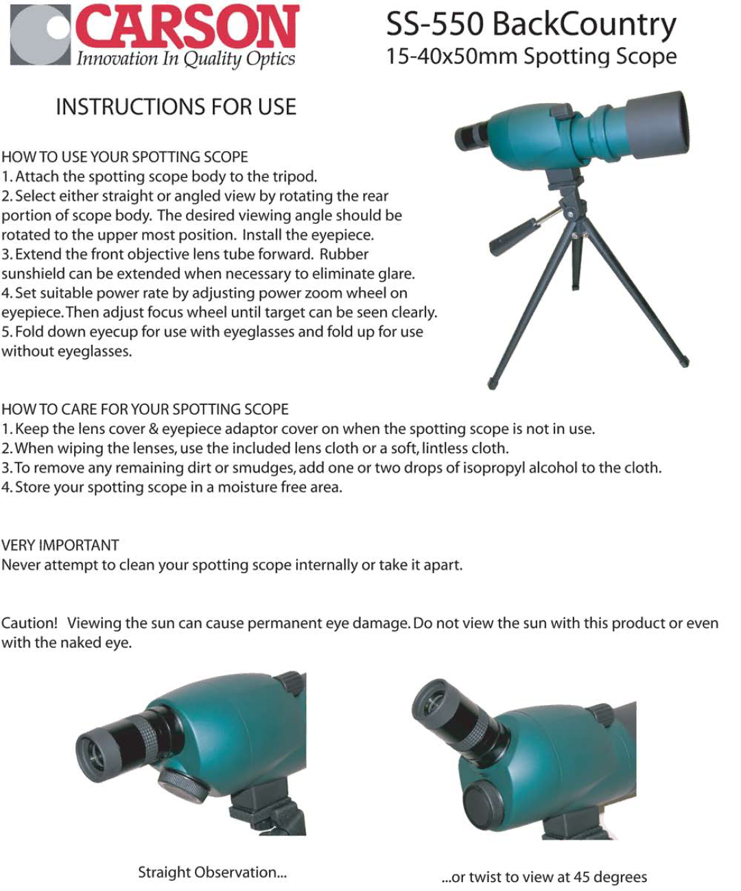 Carson Optical SS-550 manual 