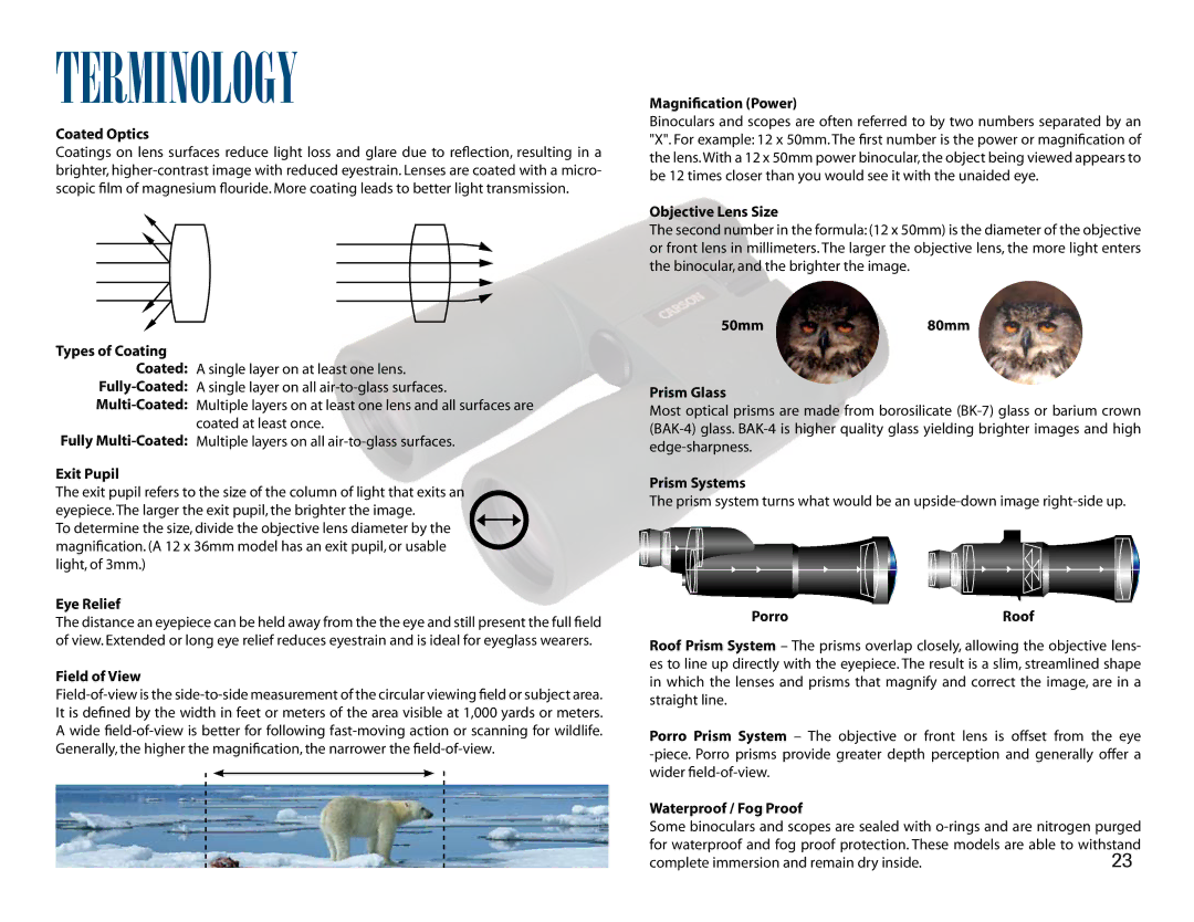 Carson Optical XM-HD Series, YK Series, XM Series manual Terminology 