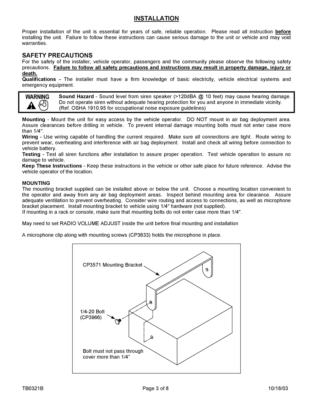 Carson SA-400-63 PG, SA-400-63 28V, SA-400-63 14V manual Installation, Safety Precautions, Mounting 