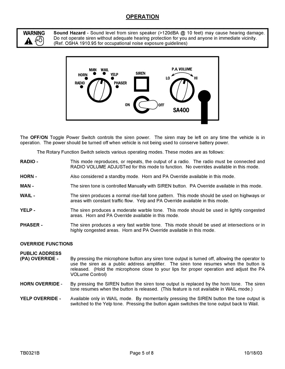 Carson SA-400-63 14V, SA-400-63 PG, SA-400-63 28V manual Operation 